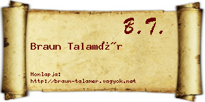 Braun Talamér névjegykártya